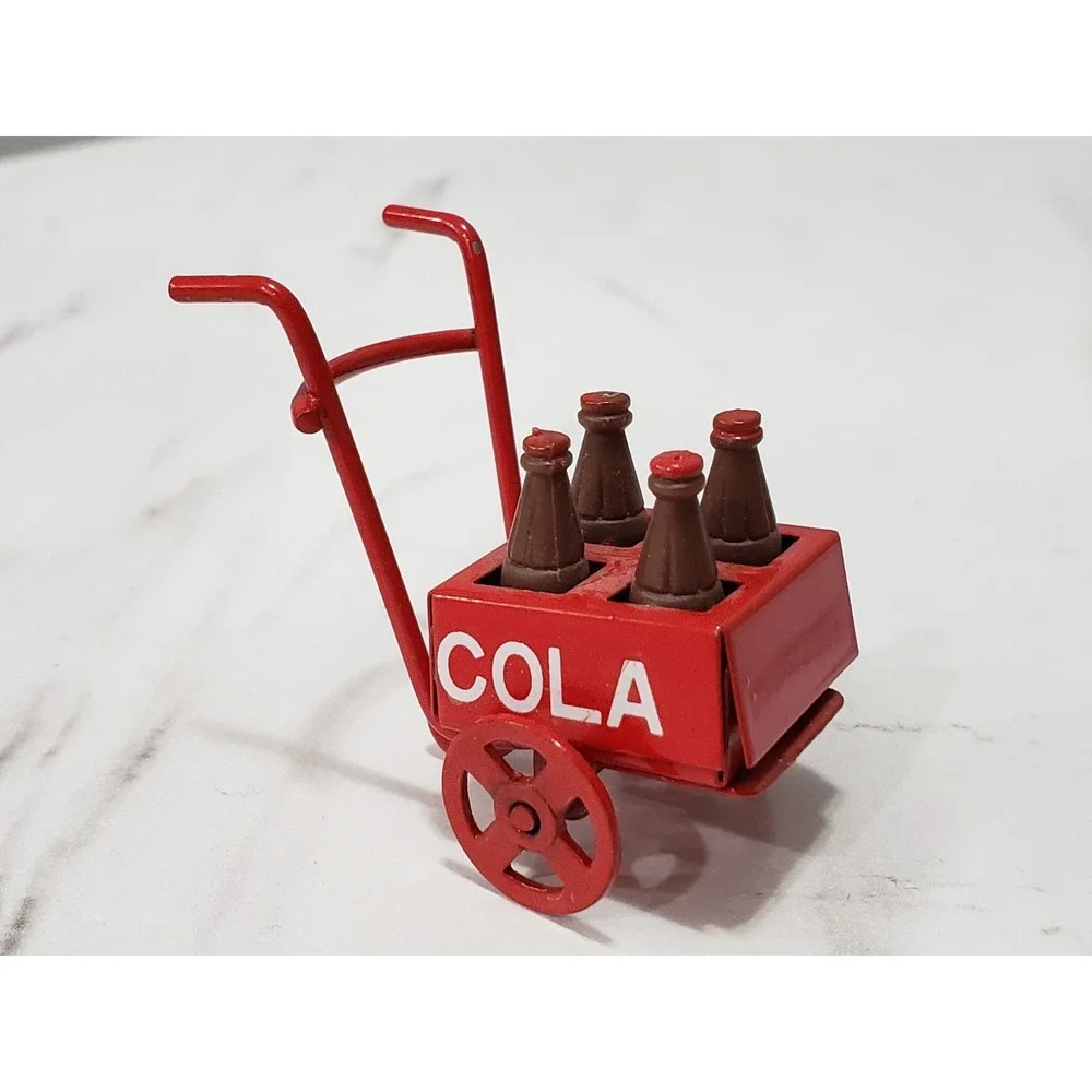 Vintage Miniature Metal Coca-Cola Handtruck Push Cart soda vendor dollhouse